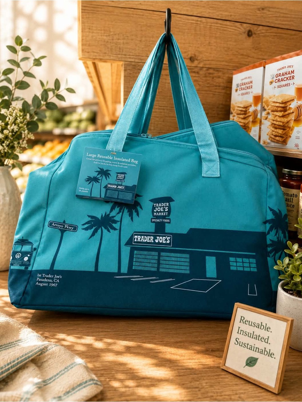 Trader Joe's Teal Insulated Reusable Tote